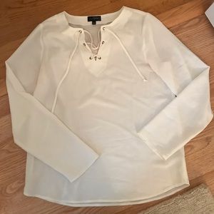 The Limited White Lace-Up Blouse